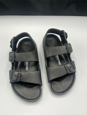 Birkenstock black Milano Essentials kids Eva 2 strap sling back sandal Sz 3